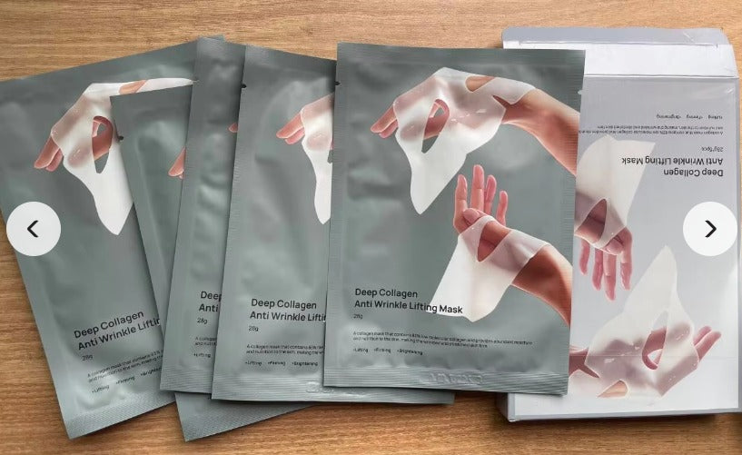 Facial Hydrogel Masks with low molecular weight collagen for elasticity, firming, and moisturizing