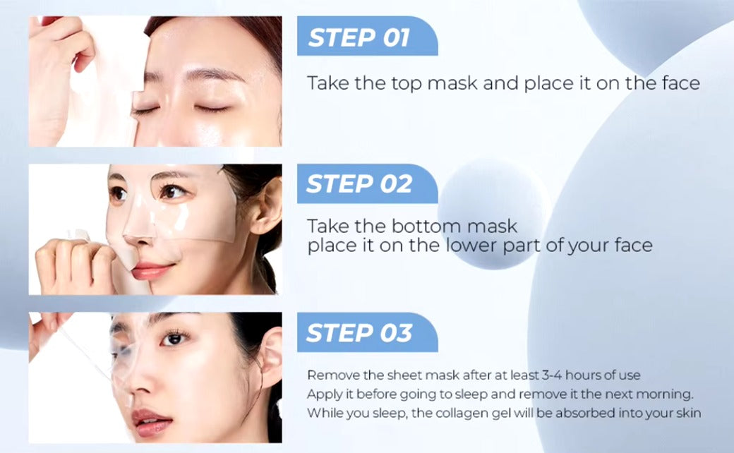 Facial Hydrogel Masks with low molecular weight collagen for elasticity, firming, and moisturizing