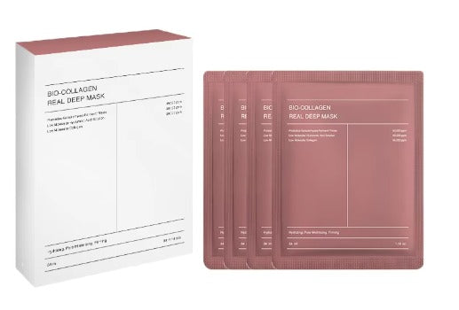 Bio-Collagen Real Deep Mask, Hydrating Overnight Hydrogel Mask, Pore Minimizing, Elasticity Improvement, 34g x4ea