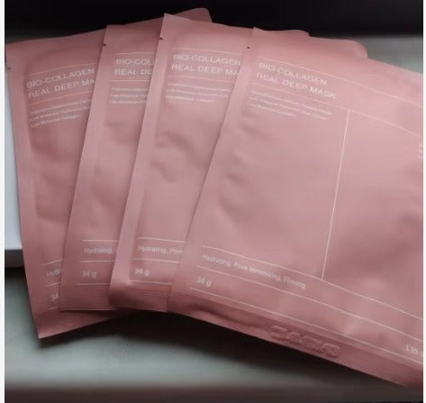 Bio-Collagen Real Deep Mask, Hydrating Overnight Hydrogel Mask, Pore Minimizing, Elasticity Improvement, 34g x4ea